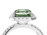 White gold Fancy Green Asscher  Halo Round Diamond Pavé Band Four-Prong Ring_7