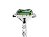 White gold Fancy Green Asscher  Halo Round Diamond Pavé Band Four-Prong Ring_8