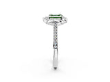 White gold Fancy Green Asscher  Halo Round Diamond Pave Band with Four-Prong Setting_83