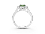 White gold Fancy Green Asscher  Halo Round Diamond Pave Band with Four-Prong Setting_84