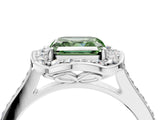 White gold Fancy Green Asscher  Halo Round Diamond Pave Band with Four-Prong Setting_85