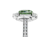 White gold Fancy Green Asscher  Halo Round Diamond Pave Band with Four-Prong Setting_86