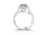 White gold Fancy Green Asscher  Halo Round Diamond Pave Band with Prong Setting 4