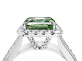 White gold Fancy Green Asscher  Halo Round Diamond Pave Band with Prong Setting_28