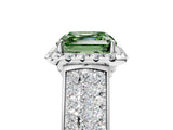 White gold Fancy Green Asscher  Halo Round Diamond Pave Band with Prong Setting_29