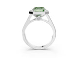 White gold Fancy Green Asscher  Halo Solitaire Diamond Ring with Pave Band and Bezel Setting_49