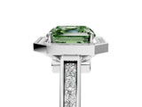White gold Fancy Green Asscher  Halo Solitaire Diamond Ring with Pave Band and Bezel Setting_50