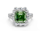 White gold Fancy Green Asscher  Halo Split Shank Diamond Engagement Ring with Pave Band and Four-Prong Setting_17