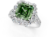 White gold Fancy Green Asscher  Halo Split Shank Diamond Engagement Ring with Pave Band and Four-Prong Setting_18