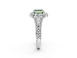 White gold Fancy Green Asscher  Halo Split Shank Diamond Engagement Ring with Pave Band and Four-Prong Setting_19