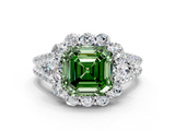 White gold Fancy Green Asscher  Halo Split Shank Diamond Engagement Ring with Prong Setting_16