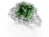 White gold Fancy Green Asscher  Halo Split Shank Diamond Engagement Ring with Prong Setting_18