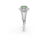 White gold Fancy Green Asscher  Halo Split Shank Diamond Engagement Ring with Prong Setting_19