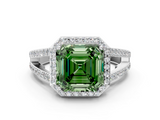 White gold Fancy Green Asscher  Halo Split Shank Diamond Ring with Four-Prong Setting_17