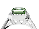 White gold Fancy Green Asscher  Halo Split Shank Diamond Ring with Four-Prong Setting_22