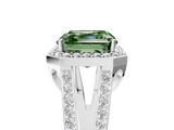 White gold Fancy Green Asscher  Halo Split Shank Diamond Ring with Four-Prong Setting_22