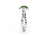 White gold Fancy Green Asscher  Halo Split Shank Diamond Ring with Pavé Setting_57