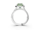White gold Fancy Green Asscher  Halo Split Shank Diamond Ring with Pavé Setting_63