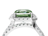White gold Fancy Green Asscher  Halo Split Shank Diamond Ring with Pavé Setting_64