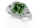 White gold Fancy Green Asscher  Halo Split Shank Diamond Ring with Prong Setting_1