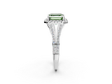 White gold Fancy Green Asscher  Halo Split Shank Diamond Ring with Prong Setting_2