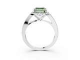 White gold Fancy Green Asscher  Halo Split Shank Diamond Ring with Prong Setting_3