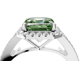 White gold Fancy Green Asscher  Halo Split Shank Diamond Ring with Prong Setting_4