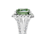 White gold Fancy Green Asscher  Halo Split Shank Diamond Ring with Prong Setting_5