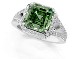 White gold Fancy Green Asscher  Halo Split Shank Pave Diamond Ring with Four-Prong Setting_47