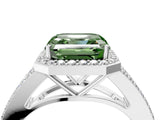White gold Fancy Green Asscher  Halo Split Shank Pave Diamond Ring with Four-Prong Setting_50