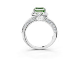 White gold Fancy Green Asscher  Halo Split Shank Pave Diamond Ring with Petal Prong Setting_34