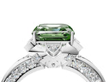White gold Fancy Green Asscher  Halo Split Shank Pave Diamond Ring with Petal Prong Setting_35