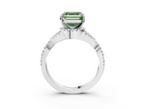 White gold Fancy Green Asscher  Halo Twist Band Solitaire Prong Setting Ring_3