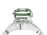 White gold Fancy Green Asscher  Halo Twist Band Solitaire Prong Setting Ring_4