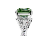 White gold Fancy Green Asscher  Halo Twist Band Solitaire Prong Setting Ring_5
