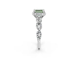 White gold Fancy Green Asscher  Halo Twist Band Solitaire Ring with Six-Prong Setting_34