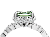 White gold Fancy Green Asscher  Halo Twist Band Solitaire Ring with Six-Prong Setting_36