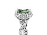 White gold Fancy Green Asscher  Halo Twist Band Solitaire Ring with Six-Prong Setting_37