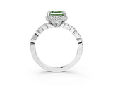 White gold Fancy Green Asscher  Halo Twist Band Solitaire Ring with Six-Prong Setting_40