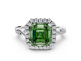 White gold Fancy Green Asscher  Halo Twist Band Solitaire Ring_18