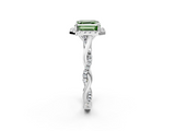 White gold Fancy Green Asscher  Halo Twist Band Solitaire Ring_20