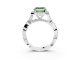 White gold Fancy Green Asscher  Halo Twist Band Solitaire Ring_21