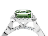 White gold Fancy Green Asscher  Halo Twist Band Solitaire Ring_22