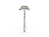 White gold Fancy Green Asscher  Halo Twisted Band Four-Prong Diamond Ring_2