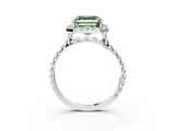 White gold Fancy Green Asscher  Halo Twisted Band Four-Prong Diamond Ring_3