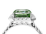 White gold Fancy Green Asscher  Halo Twisted Band Four-Prong Diamond Ring_4