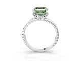White gold Fancy Green Asscher  Halo Twisted Band Four-Prong Ring_57