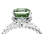 White gold Fancy Green Asscher  Halo Twisted Band Four-Prong Ring_73