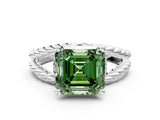 White gold Fancy Green Asscher  Halo Twisted Band Four-Prong Ring_80