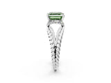 White gold Fancy Green Asscher  Halo Twisted Band Four-Prong Ring_80